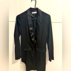 Black Crystal Fringe Blazer Dress